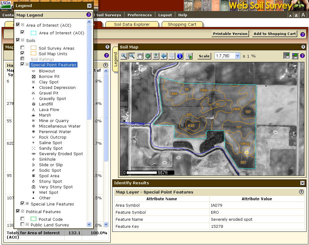 Special Point Features Special soil line and point features have been corrected on the map and match the legend symbols.